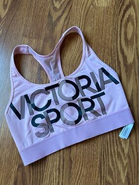 Victoria's Secret Light Pink Racerback Sports Bra with Bold Logo